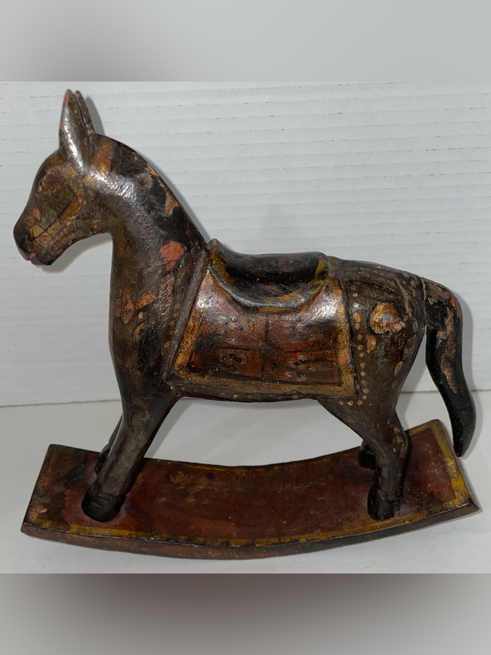 Vintage MidCentury Mexican Folk Art HandCarved Wooden Rocking Horse c. 1940-1960